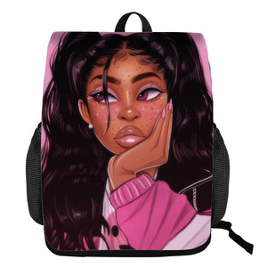 12 inch Afro Girl Backpack Cartoon Cute Melanin Poppin Schoolbag For Girls Kids