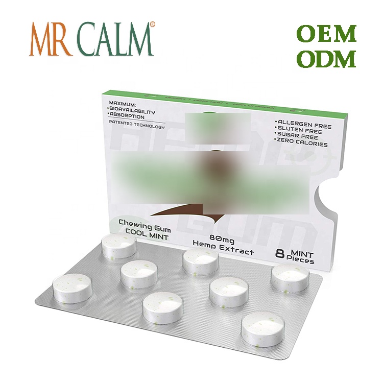 Жевательная резинка CBD, жевательные резинки КБР помогают снять стресс и освежить дыхание с холодным мятным вкусом, продукты КБР (8 шт.)
