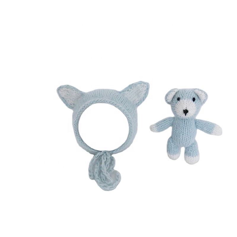 Трикотажная мохеровая шляпа и игрушка для новорожденных, вязаная крючком Детская шапка, реквизит для новорожденных, реквизит для фотосъемки