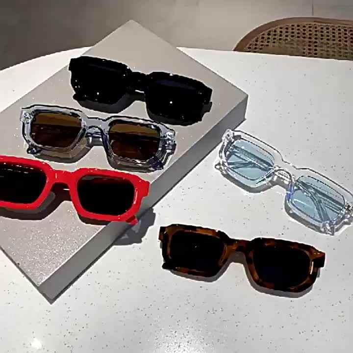 High Quality Black Thick Rectangular Sunglasses for Men Women 2024