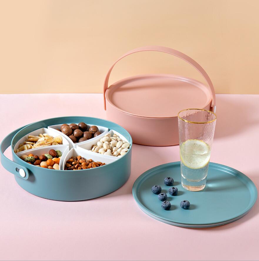 Оптовая продажа, пластиковый контейнер для пищевых продуктов из пшеничной соломы, орехи, тарелка для сушеных фруктов, лоток для сладостей snaker с крышкой