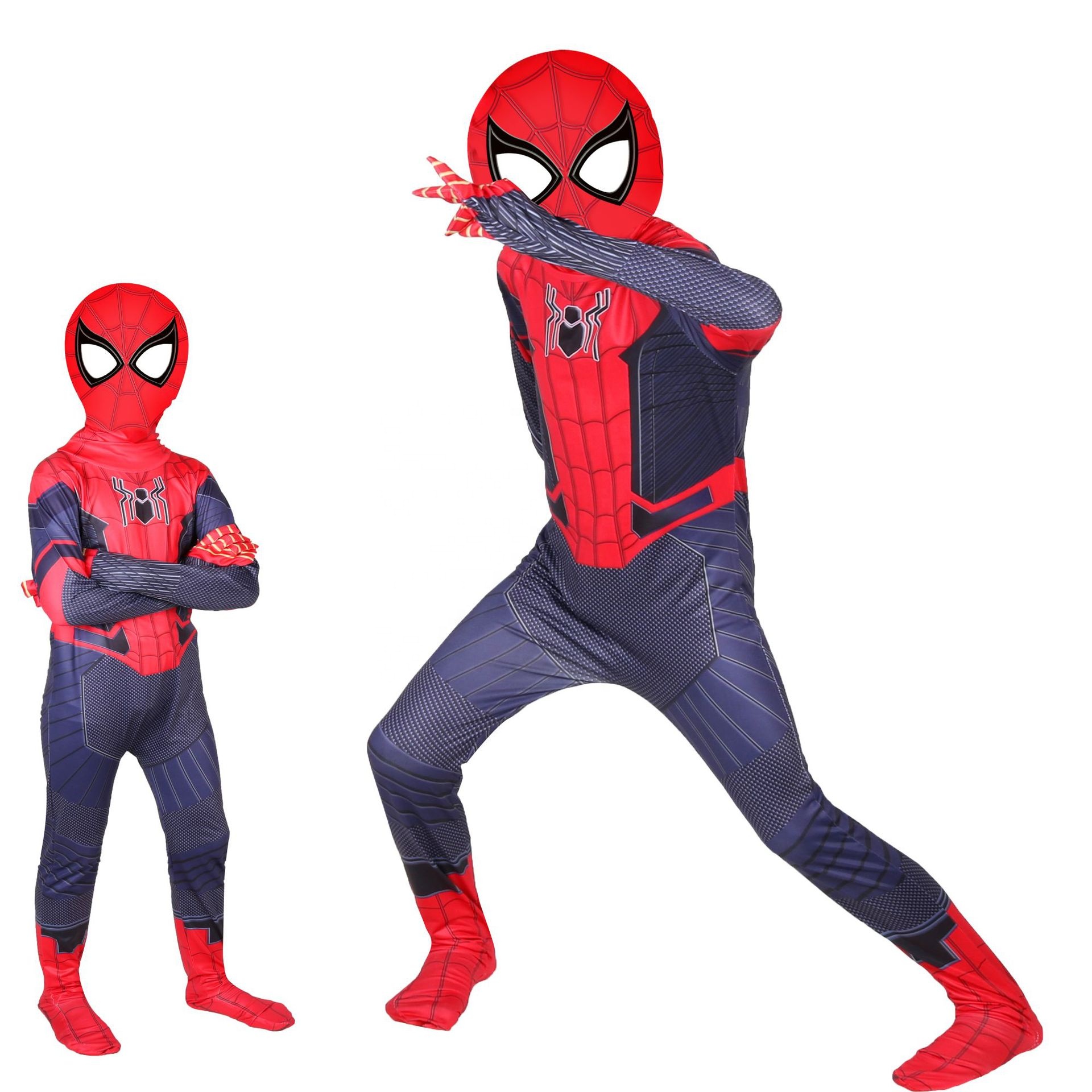 Spiderman Child Costume Xmas Halloween Party hat+shirt+trouser 3pieces Polyester
