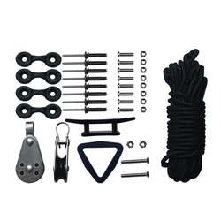 Kayak Kano Jangkar Kit Troli Speedboat Tali Nilon Set dengan Alas Katrol Cincin Cleat Mata 30 Kaki Tali Kayak Aksesori