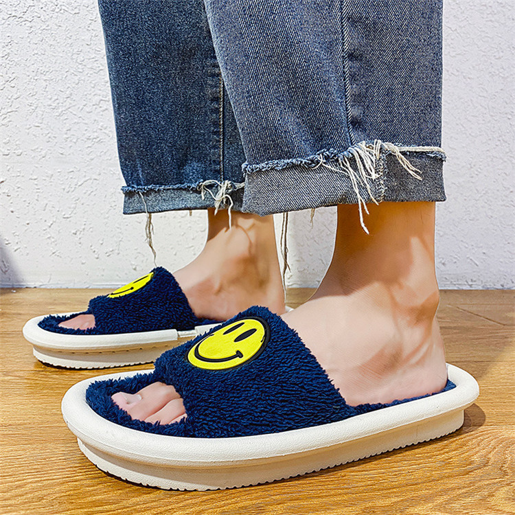 2020 Woman Soft Slippers Smiley Designer Winter Warm Cotton Men Flip Flop Slipper Shoes