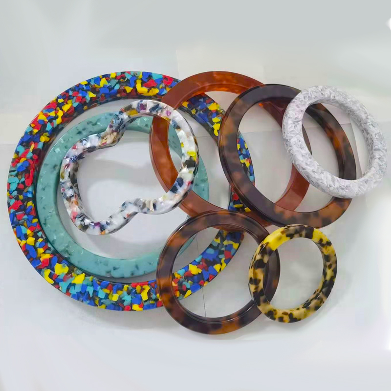 Пользовательский глянцевый Ацетатный полимерный кольцевой мешок, ручка в виде черепаховой ракушки/Круглый акриловый кошелек круглой формы, кольцевая ручка в форме черепахи для сумки