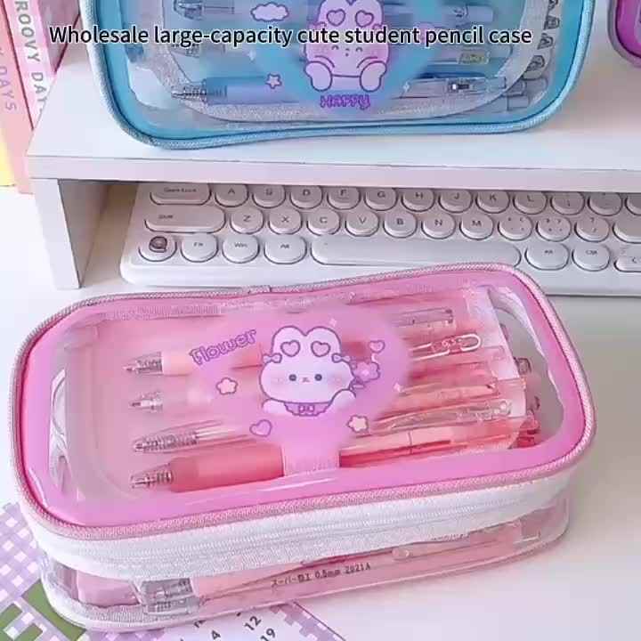 Transparent Pencil Pouch For Children Wholesale Double-Layer