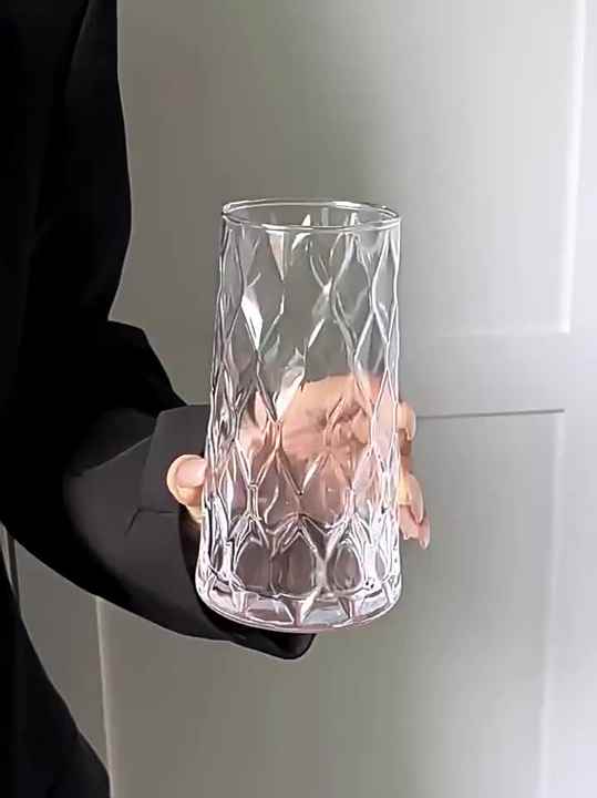 Wholesale Unique Aesthetic Diamond Drinking Glass Tall Highball Whiskey  Glass Tumbler Cold Drinks Coffee Glasses