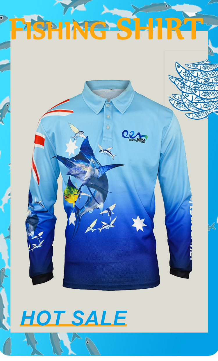 Customized Design UV Protection Women Men Sublimation Printing Breathable Quick Dry Recycled Fishing Polo Shirts