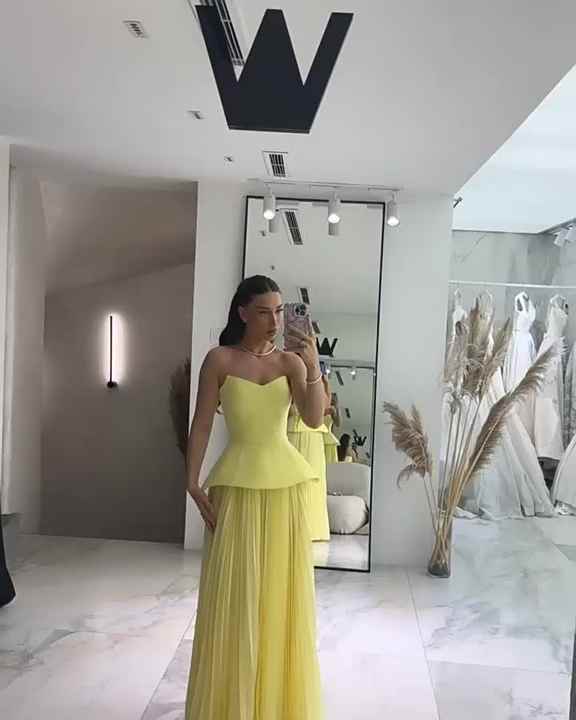 yellow strapless peplum dress Women's Elegant Yellow Strapless Peplum Dress Bodycon Cocktail Evening  Party Gala Dress Event Chic Party Wear for Women