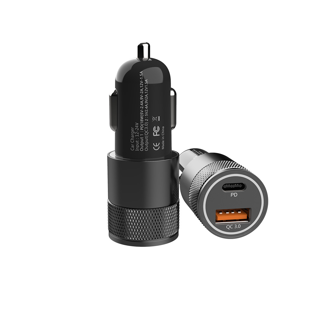 Металлические автомобильные аксессуары 30 Вт USB A QC3.0 и Type-C PD 18 Вт автомобильное зарядное устройство Быстрая зарядка быстрое зарядное устройство 3,0