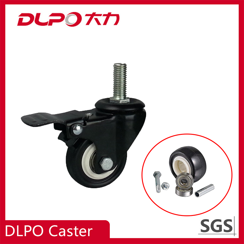 Dlpo 2 Inch Heavy Duty Universal Swivel Plate Caster PU No Noise Castor Markless Wheels with Double Bearing and Lock