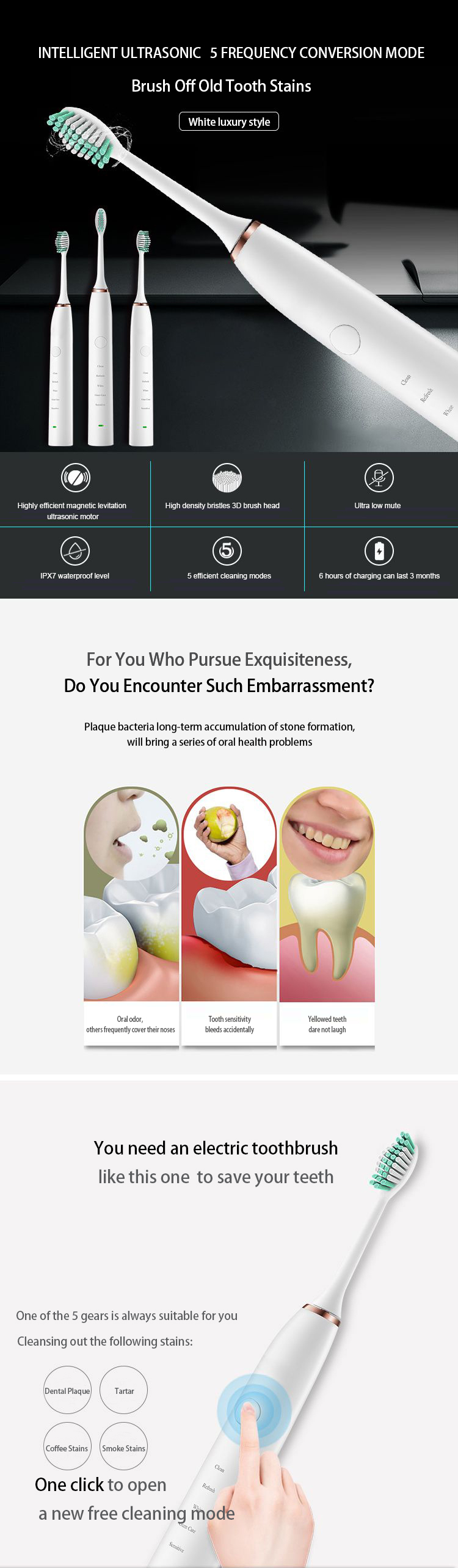 Private Label Portable Replaced An Biodegradable Battery Charger Smart Oscillating Rotating Electric Toothbrush