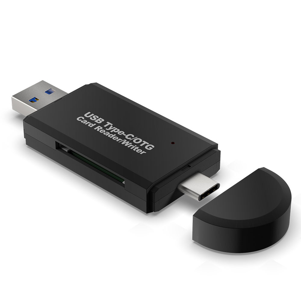 Портативный серебряного цвета, золотого цвета, черного цвета, 2 в 1 Type-C Micro USB OTG USB3.0 считыватель смарт-карт с SD/TF карты
