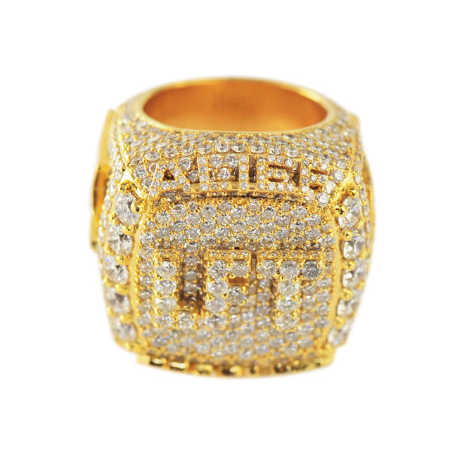 Iced out Yellow Gold Ring Men Hip Hop Silver Ring 925 Sterling Paved Fully Moissanite Diamond Champion Ring Custom