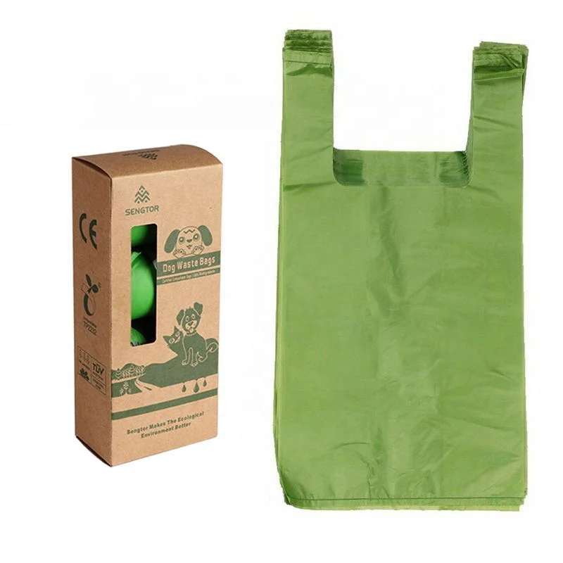 biodegradable 0.01mm to 0.03mm dog poop corn bags with dispenser pet dog waste bag plastic doggy bag