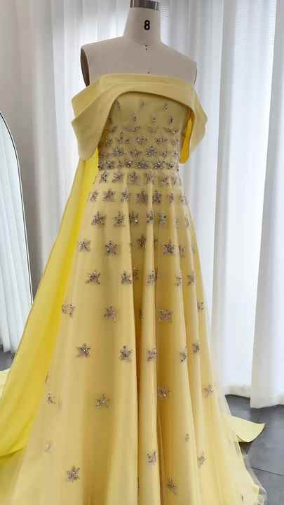 Sharon Said SS455 Luxury Evening Dress Off Shoulder Arabic Satin Dubai with  Cape Train Women Wedding Guest Wholesale Price