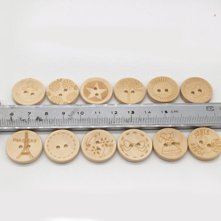 10 Pcs Engraving Tree Shaped Wood Buttons DIY Scrapbooking Sewing Crafts Gift qsbai