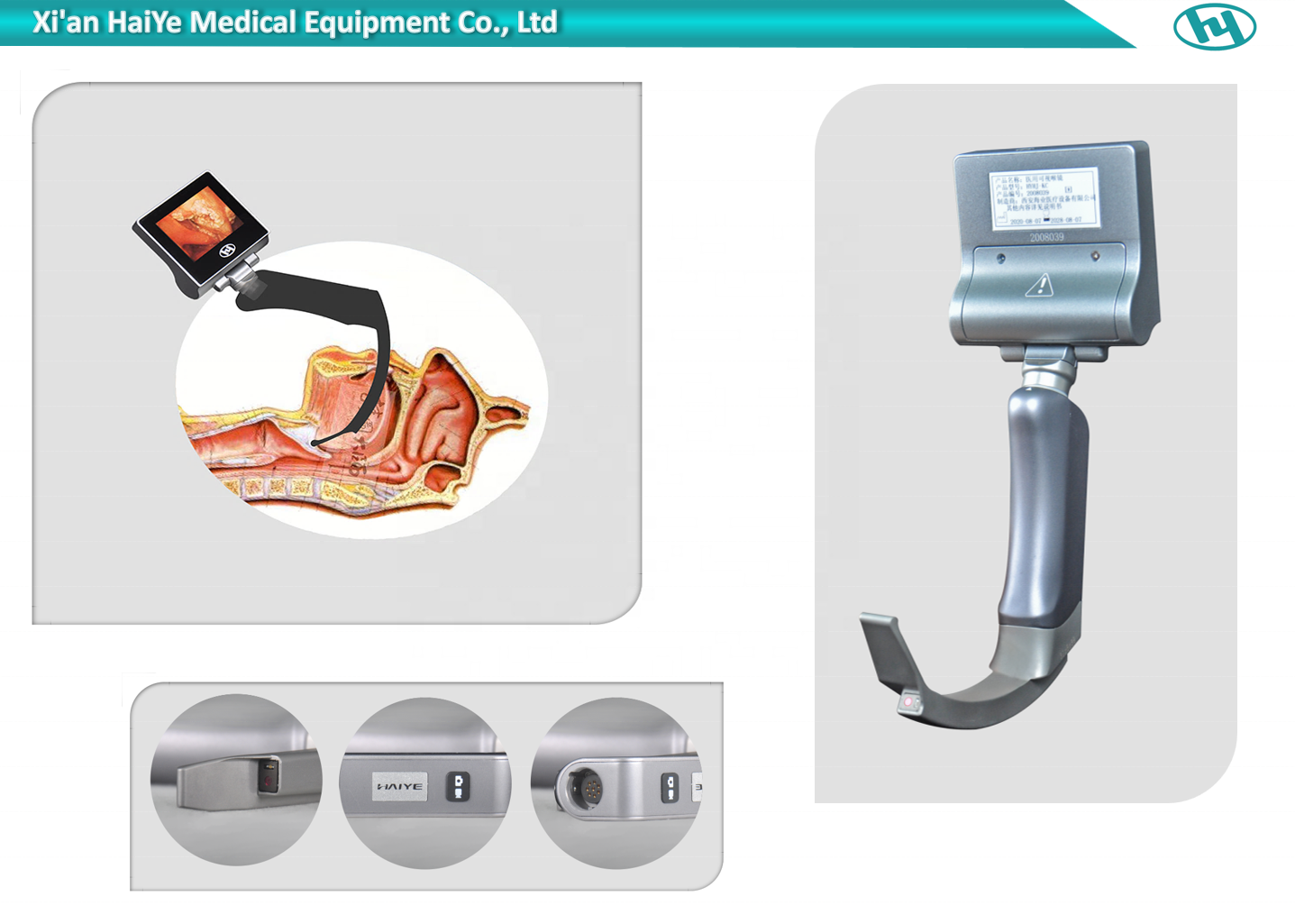 3'' TFT LCD Pediatric Fiber Optic Video Laryngoscope 16GB