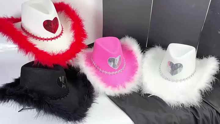 50 pezzi di plastica Mini Western Cowboy Cowgirl cappello carino in miniatura cappello da Cowboy bambola giocattolo vestire accessori per feste  15