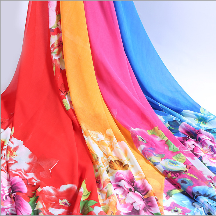 100% полиэстер, шифоновая ткань с цветочным принтом на заказ