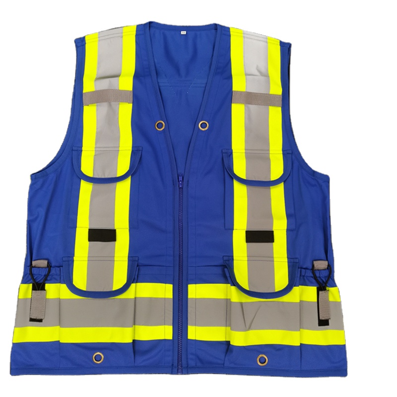 Polyester heavy duty Blue vest Surveyor's /Supervisor's Safety Vest