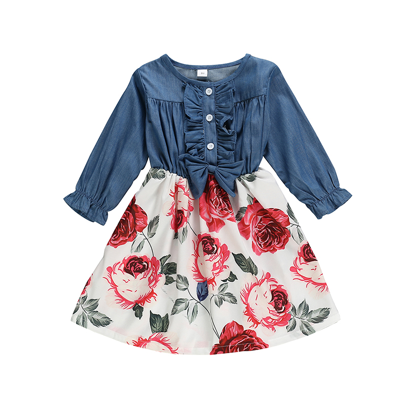 Оптовая продажа, Европейское Цветочное платье для девочек, детское винтажное платье для осени, детское платье