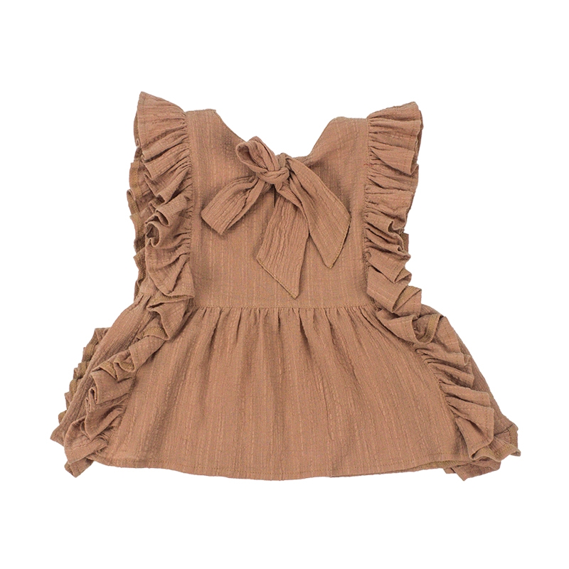 Оптовая продажа, жаккардовая Одежда для девочек с рукавами-фонариками и оборками