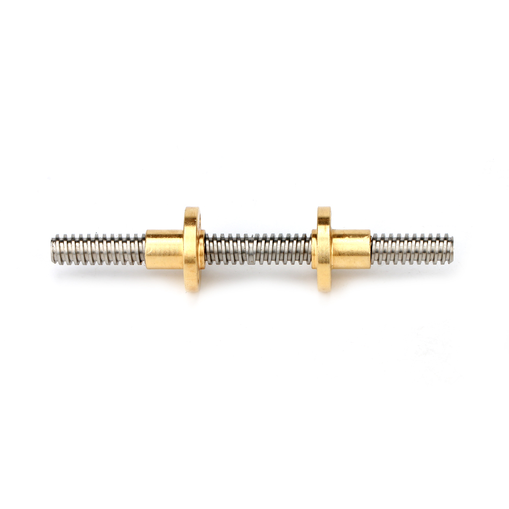 10mm diameter left and right thread Tr10*2 trapezoidal lead screw 400mm long with brass nuts