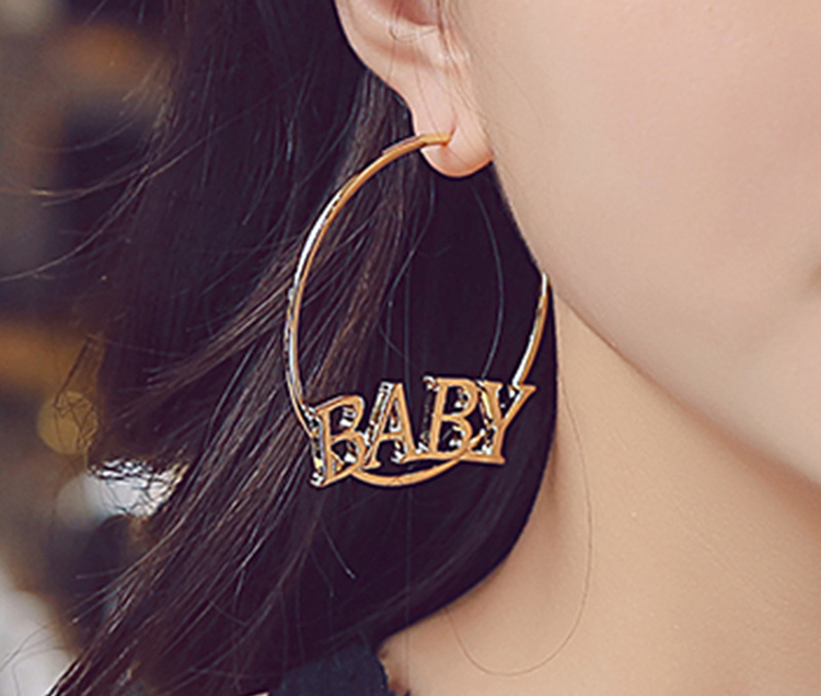 Personalized Women Jewelry Custom Name Alloy Large Hoop Earring