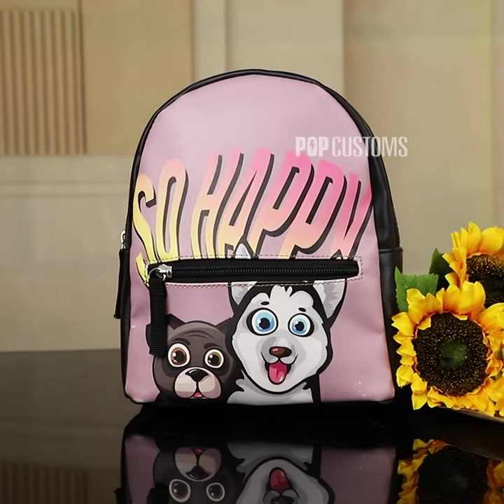 custom logo mini backpacks Custom Logo Girl Leather Mini Backpack Bag Style Blue and White Mix Classic  Bandana Print Design OUT Small Bag Cheap Price