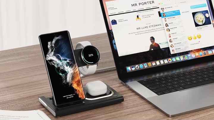 4 in 1 Fast Charging Foldable Magnetic Wireless Charger Stand with LED ...