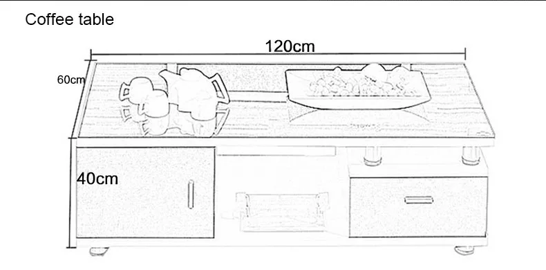 Modern and simple glass wooden coffee table furniture square shaped side table TV Cabinet storage coffee table TV console