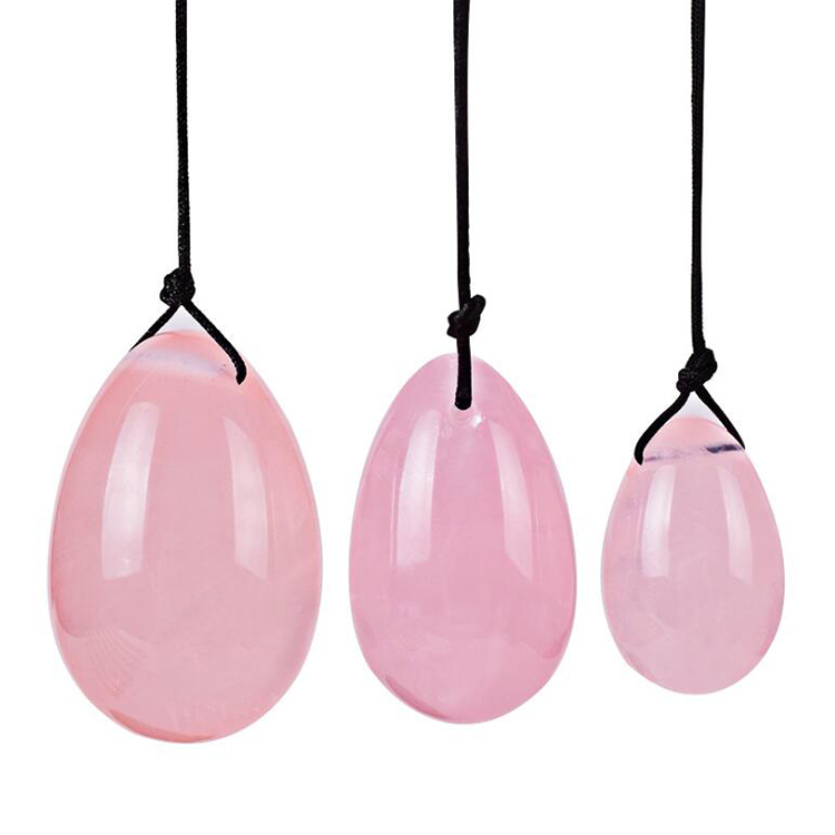 Factory Supply Natural Tumbled Rose Quartz Crystal Women Sexy Yoni Eggs Massage Set for Women