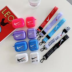 Para airpods caso colorido com sling para nike off-white case capa para airpods pro caso com alça transparente