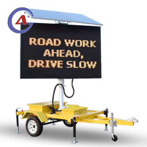 outdoor portable wheel solar led advertise screens display traffic mobile variable message sign VMS trailer
