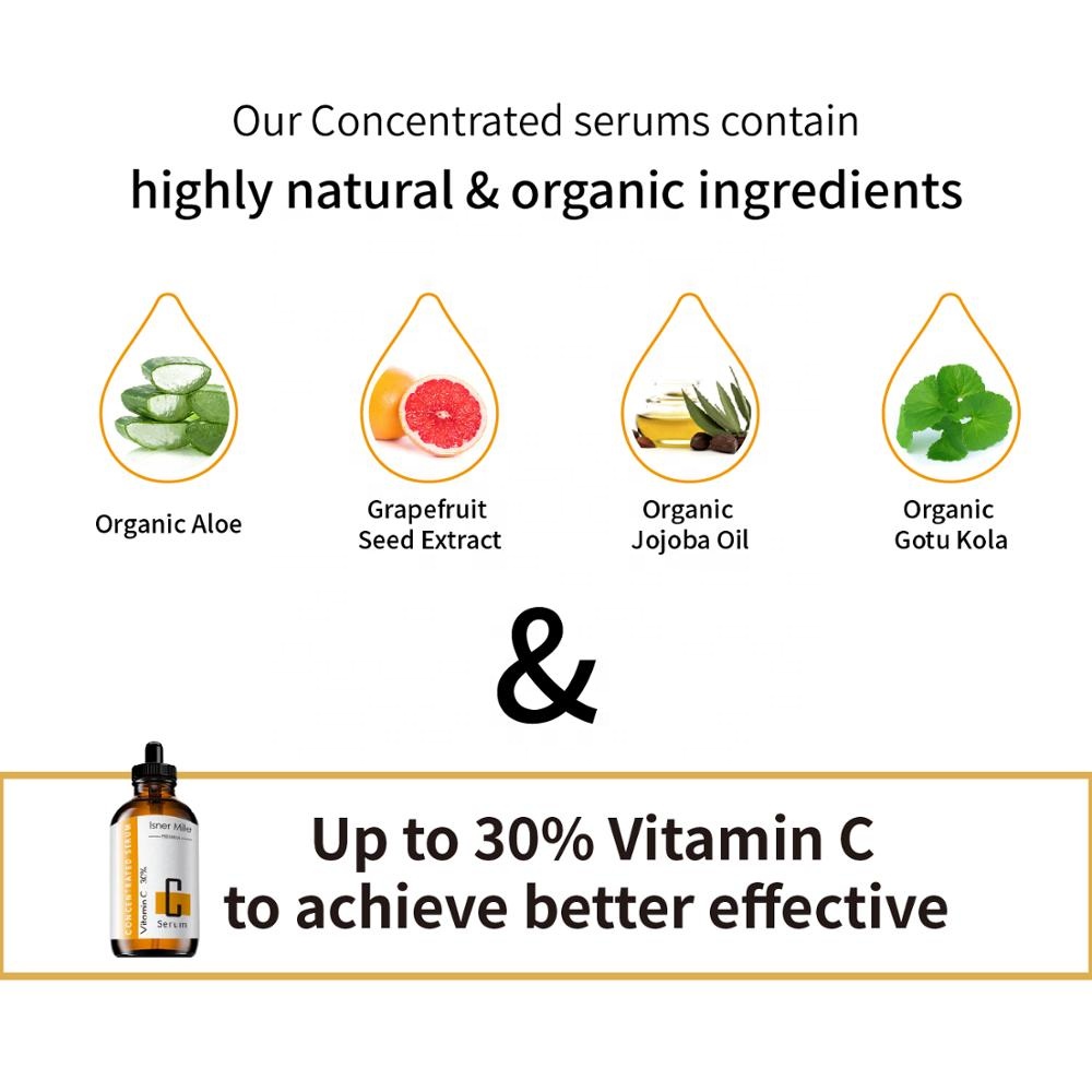 OEM/ODM 30% Vitamin C Organic Natural Hyaluronic Acid Anti-aging Skin Care Stem Cell Serum 30ML