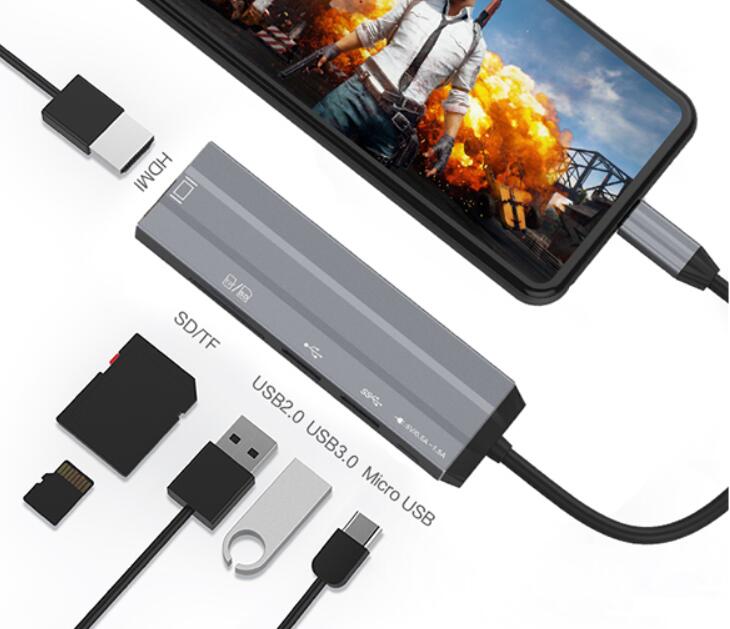 6 в 1 USB3.1 type c до H DMI4K + 2 * USB3.0 + концентратор micro usb + TF/SD