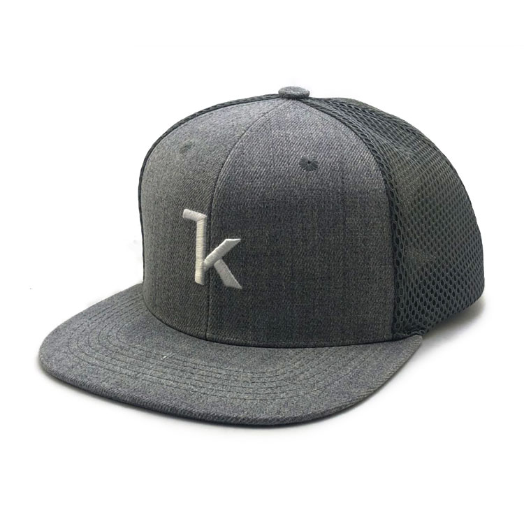 wholesale custom high quality vintage plain snapback  mesh cap custom trucker hat embroidery