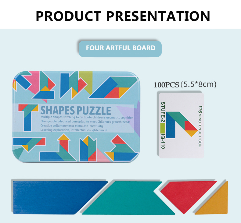 Amazon Classic Tangram Toys New Design Kids Hands-on Skills Training Educational Toys Hot Selling Colorful Wooden Jigsaw Puzzle
