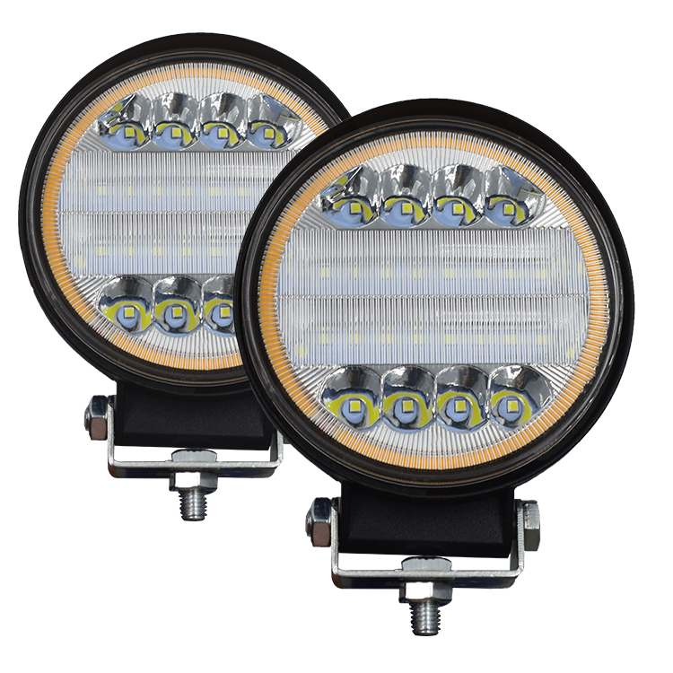 Прямые продажи от производителя, Автомобильные светодиодные рабочие фары 72 Вт, круглые двухцветные белые и желтые Прожекторы для обслуживания автомобильных фар