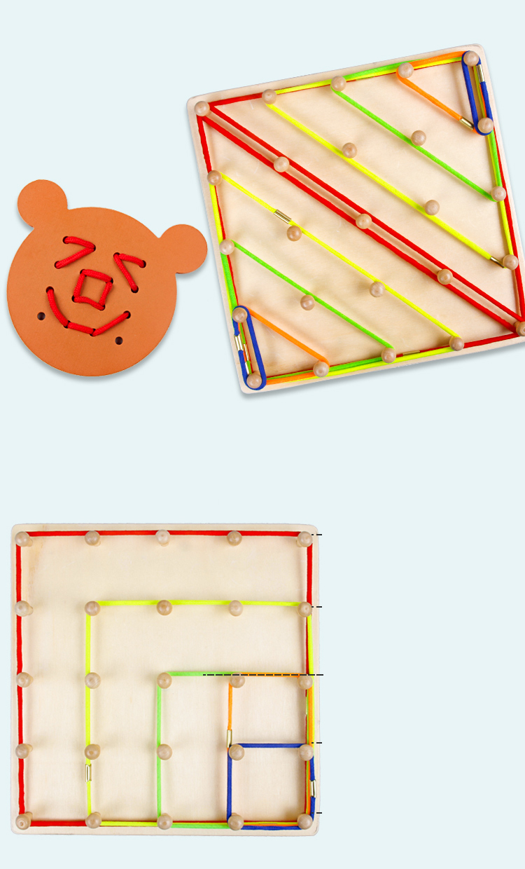 Wholesale Custom Montessori Wooden Geometric Creative Nail Board Hot Selling Develop Kids Hand-eye Coordination Educational Toys