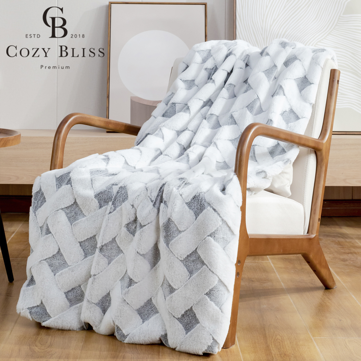 Уютное плетеное покрывало из искусственного меха кролика для гостиной, дивана, мягкое теплое ТВ-одеяло, декоративное весеннее осеннее одеяло для спальни