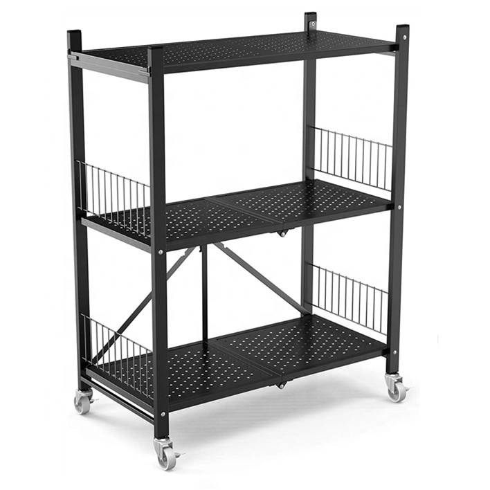 Складной стеллаж для тяжелых грузов блок сталь 3 яруса кружевных прокатки кухонный Органайзер to cart