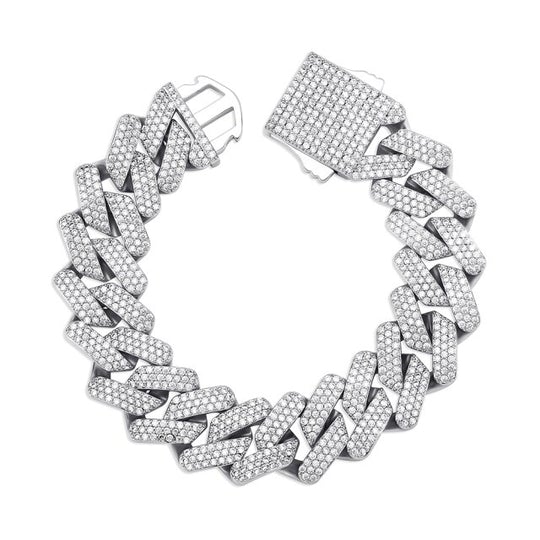 AAA Gems 18mm Miami Cuban Link Bracelet 925 Sterling Silver Jewelry VVS Moissanite Diamond Bracelet