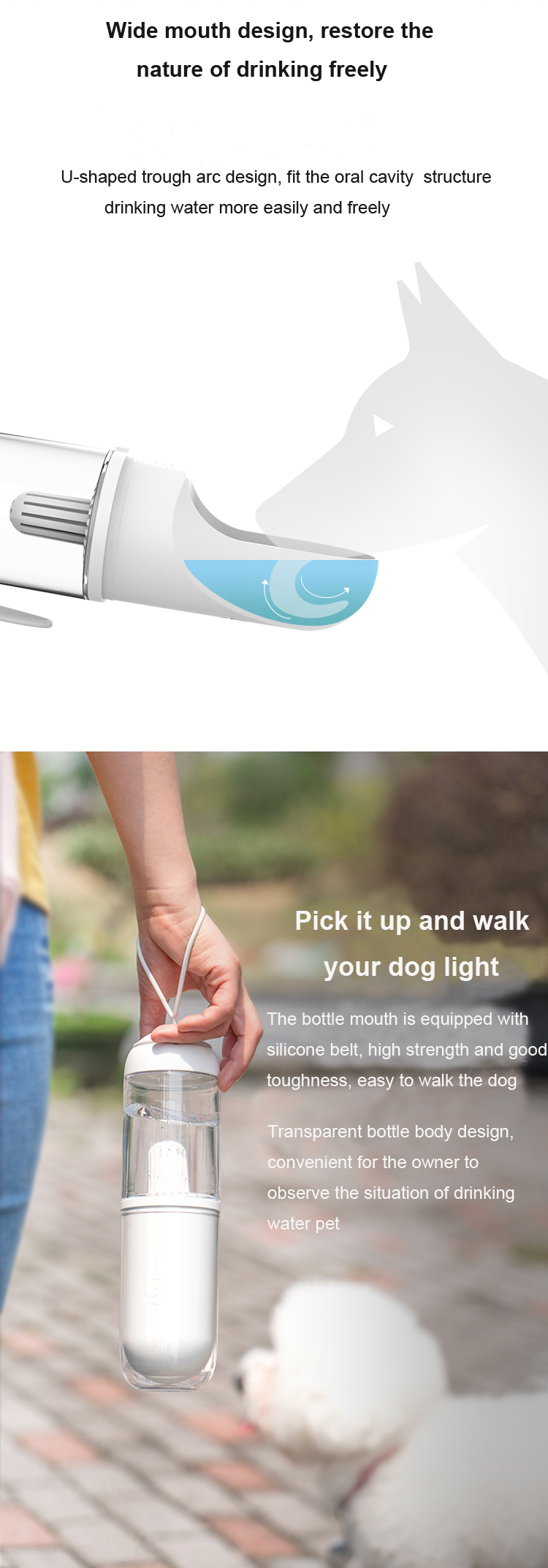 Wholesale Durable Fashion 2 In 1 Pet Dog Water Bottle Portable Pet Outdoor Water Bottle For Large Small Dog