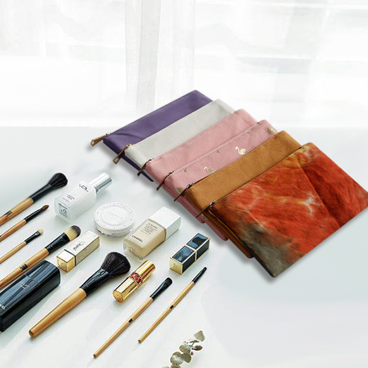 Top qualit&eacute; personnalis&eacute; &eacute;co beaut&eacute; sac cosm&eacute;tique toile maquillage sac pochette en coton fermeture &eacute;clair avec logo personnalis&eacute;
