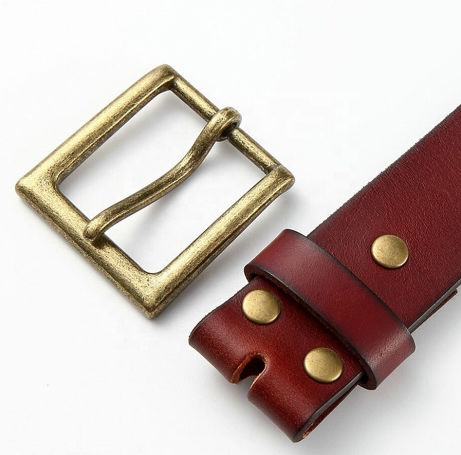 Mens leather belt double g bronze tiger head pin buckle layer leather belt