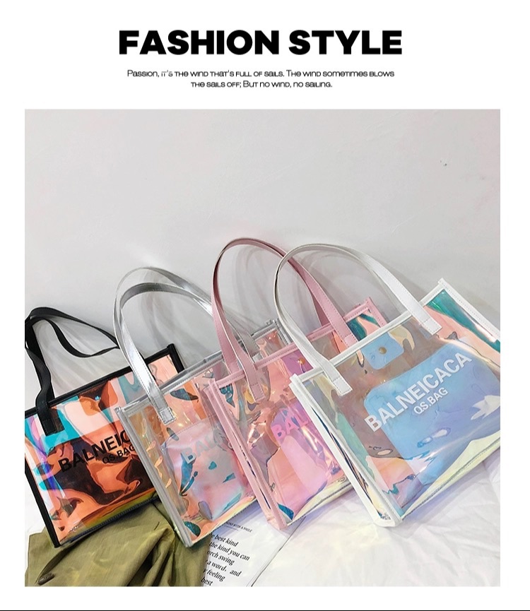 2020 fashion tote bag new design tote bag pvc custom logo holographic bags