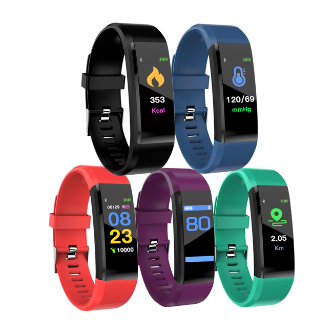 2021 Shenzhen OEM 115 Plus Sports Fitness Silicone Heart Rate Blood Pressure Vibrating Smart Bracelet