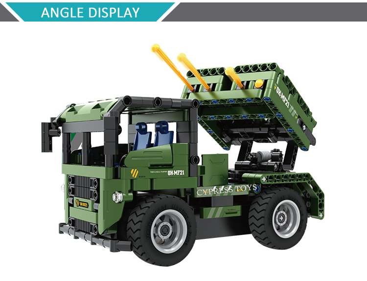 2 IN 1 Bloques De Construccion DIY Kit Car Building RC Military Truck Toys Building Truck Toy With 364PCS